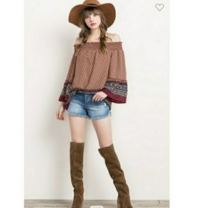 BOHO 70s Vibe Top Shirt Blouse Festival Coachella S,M 60s